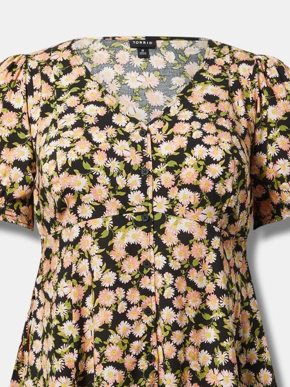 Torrid Black Floral Button-Front Women's Top